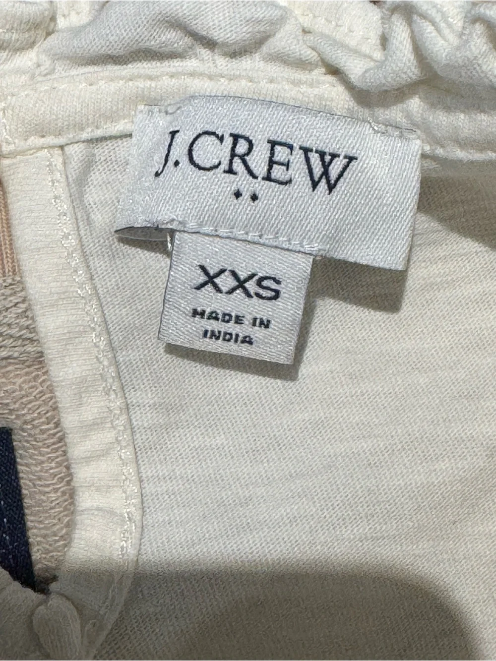 J. Crew Cream Smocked Ruffle Sleeve Tank with Blue Stitching CB1053